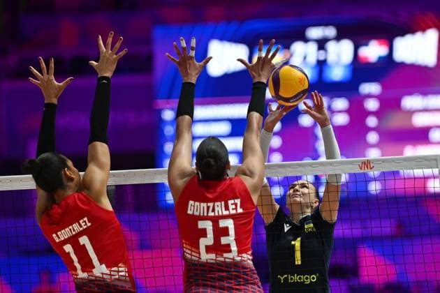 RECORD DATE NOT STATED HONG KONG-SPORTS Volleyball Nations League Hong Kong Oleksandra Milenko (No.1) from team Ukraine during the match between Dominican Republic and Ukraine at Volleyball Nations League Hong Kong 2026 in Hong Kong, July 10, 2026.NEXPHER Kobe Li Hong Kong