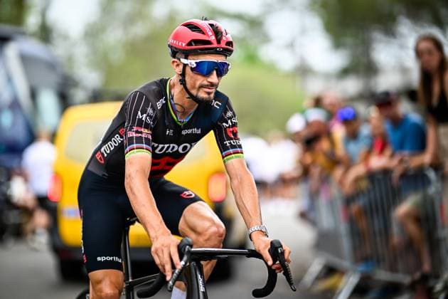 French Julian Alaphilippe of Tudor Pro Cycling Team pictured at the start of stage 7 of the 2026 Tour de France cycling race, a stage of 175km from Hagetmau to Bordeaux, on Friday 10 July 2026. The 113th edition of the Tour de France starts on Saturday 4 July in Barcelona, Spain, and will finish in Paris, France on the 26th of July. JASPERxJACOBS  x180860346x