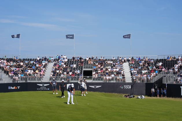 RECORD DATE NOT STATED 10th July 2026; The Renaissance Club, North Berwick, East Lothian, Scotland: Genesis Scottish Open Golf, Day Two; Jon Rahm putts for par on the 15th hole at The Renaissance Club during the second round of the Genesis Scottish Open AlecxBrown