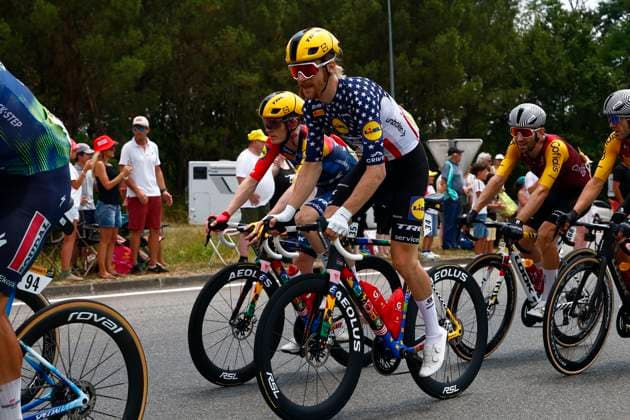 Tour de France 2026 Stage 7 BORDEAUX, FRANCE - JULY 10 : Simmons Quinn (USA) of Lidl - Trek during stage 7 of the 113rd edition of Tour de France an UCI World Tour 2.UWT cycling road race stage for Men Elite of 175 km with start in Hagetmau and finish in Bordeaux on July 10, 2026 in Bordeaux, France, 10 07 2026 Bordeaux France  Copyright: xLucaxBettinix