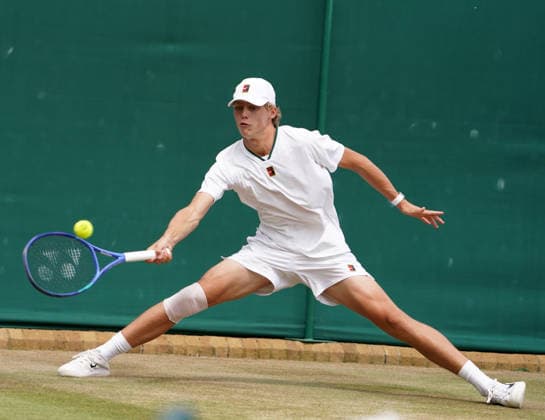 Tennis - 2026 Wimbledon Championships - Day Eleven (Week Two) - All England Lawn Tennis & Croquet Club, London - Friday 10th July 2026 Boys singles : Cruz Hewitt (AUS) v Thijs Boogaard (NED Cruz Hewitt (AUS) COLORSPORT ANDREW COWIE 