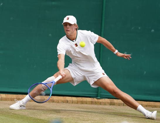 Tennis - 2026 Wimbledon Championships - Day Eleven (Week Two) - All England Lawn Tennis & Croquet Club, London - Friday 10th July 2026 Boys singles : Cruz Hewitt (AUS) v Thijs Boogaard (NED Cruz Hewitt (AUS) COLORSPORT ANDREW COWIE 