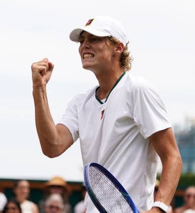 Tennis - 2026 Wimbledon Championships - Day Eleven (Week Two) - All England Lawn Tennis & Croquet Club, London - Friday 10th July 2026 Boys singles : Cruz Hewitt (AUS) v Thijs Boogaard (NED Cruz Hewitt (AUS) COLORSPORT ANDREW COWIE 