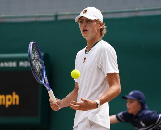 Tennis - 2026 Wimbledon Championships - Day Eleven (Week Two) - All England Lawn Tennis & Croquet Club, London - Friday 10th July 2026 Boys singles : Cruz Hewitt (AUS) v Thijs Boogaard (NED Cruz Hewitt (AUS) COLORSPORT ANDREW COWIE 