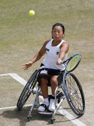Tennis: Wimbledon championships Yui Kamiji of Japan plays against Wang Ziying of China in the women s wheelchair singles semifinals at the Wimbledon tennis tournament in London on July 10, 2026.  A14AA0005622515P