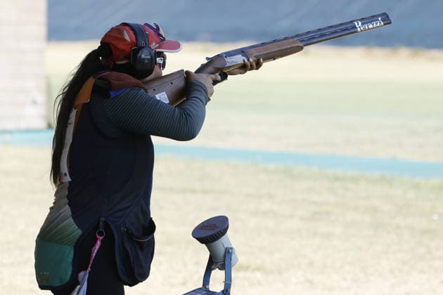 IPA86568616 - Ahlawat Aashima of India shoots during the fourth day of the ISSF World Cup Shotgun competition at the Concaverde Shooting Range on July 10, 2026, in Lonato del Garda, Italy.  Copyright: xRichardxMorgano IPAxSportx xx 86568616
