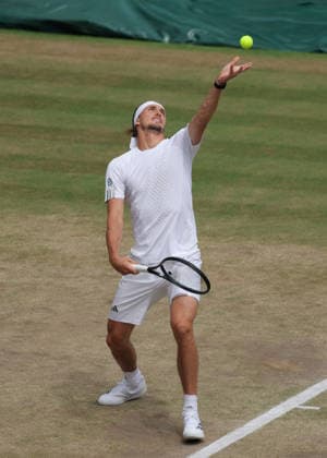 RECORD DATE NOT STATED 10th July 2026; All England Lawn Tennis and Croquet Club, London, England; Wimbledon Tennis Tournament, Day Twelve; Alexander Zverev (GER) serves to Arthur Fery (GBR) JohnxPatrickxFletcher