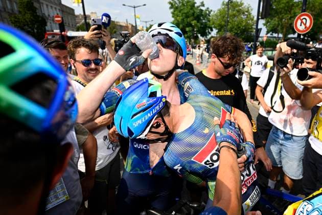 Tour de France 2026 Stage 7 BORDEAUX, FRANCE - JULY 10 : Merlier Tim (BEL) of Soudal Quick-Step celebrates the victory after stage 7 of the 113rd edition of Tour de France an UCI World Tour 2.UWT cycling road race stage for Men Elite of 175 km with start in Hagetmau and finish in Bordeaux on July 10, 2026 in Bordeaux, France, 10 07 2026 Bordeaux France  Copyright: xTomasxSiskx