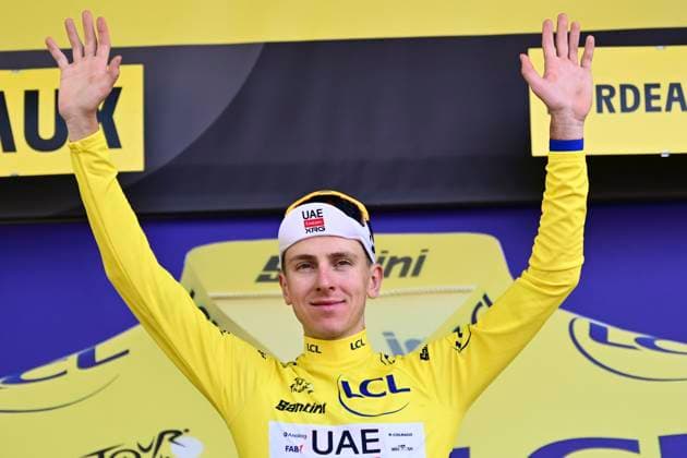Tour de France 2026 Stage 7 BORDEAUX, FRANCE - JULY 10 : Pogacar Tadej (SLO) of UAE Team Emirates - XRG pictured with the yellow jersey during the podium ceremony of stage 7 of the 113rd edition of Tour de France an UCI World Tour 2.UWT cycling road race stage for Men Elite of 175 km with start in Hagetmau and finish in Bordeaux on July 10, 2026 in Bordeaux, France, 10 07 2026 Bordeaux France  Copyright: xPeterxDexVoechtx