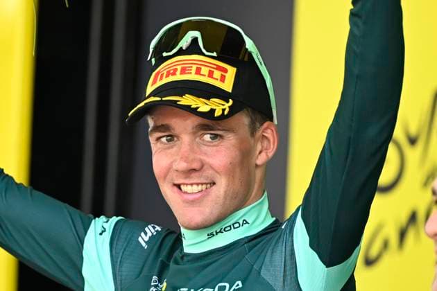 Tour de France 2026 Stage 7 BORDEAUX, FRANCE - JULY 10 : Pedersen Mads (DEN) of Lidl - Trek pictured with the green jersey during the podium ceremony of stage 7 of the 113rd edition of Tour de France an UCI World Tour 2.UWT cycling road race stage for Men Elite of 175 km with start in Hagetmau and finish in Bordeaux on July 10, 2026 in Bordeaux, France, 10 07 2026 Bordeaux France  Copyright: xTomasxSiskx