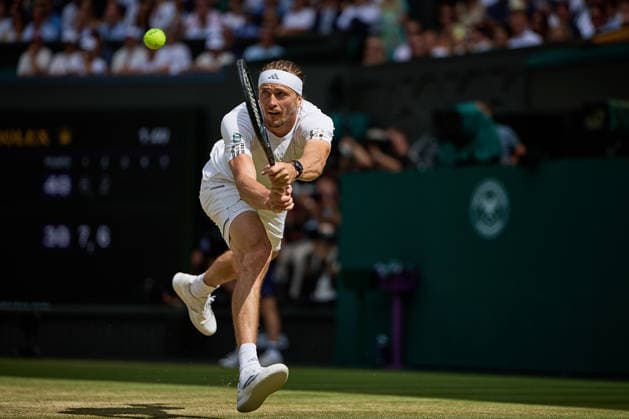 July 10, 2026, London, London, Great Britain: Alexander Zverev of Germany returns with backhand during The Championships Wimbledon , 10.7.2026 in London (All England Lawn Tennis and Croquet Club), Great Britain Tennis 2026: Grand Slam: The Championships Wimbledon: 12th Day: Semifinal: ZVEREV 7:6 6:2 6:4 FERY  - ZUMAs343 20260710_zsp_s343_073 Copyright: xMathiasxSchulzx