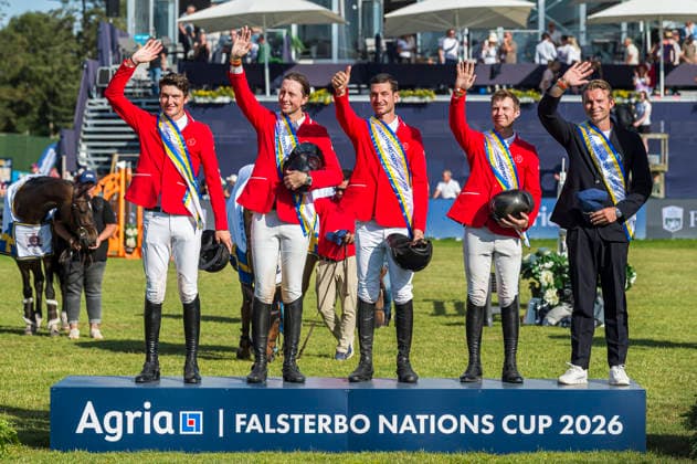 260710 The Swiss team celebrates after Falsterbo Nations Cup during the Falsterbo Horse Show on July 10, 2026 in Falsterbo. Photo: Christian Örnberg BILDBYRAN COP 166 CO0709 ridsport equestrian falsterbo horse show ridsportlaget bbeng agria falsterbo nations cup *** July 10, 2026 The Swiss team celebrates after the Falsterbo Nations Cup during the Falsterbo Horse Show on July 10, 2026 in Falsterbo. Photo by Christian Örnberg, BILDBYRAN COP 166 CO0709 equestrian sports Falsterbo Horse Show BBENG Agria Falsterbo Nations Cup  Copyright: CHRISTIANxÖRNBERG BB260710CO208
