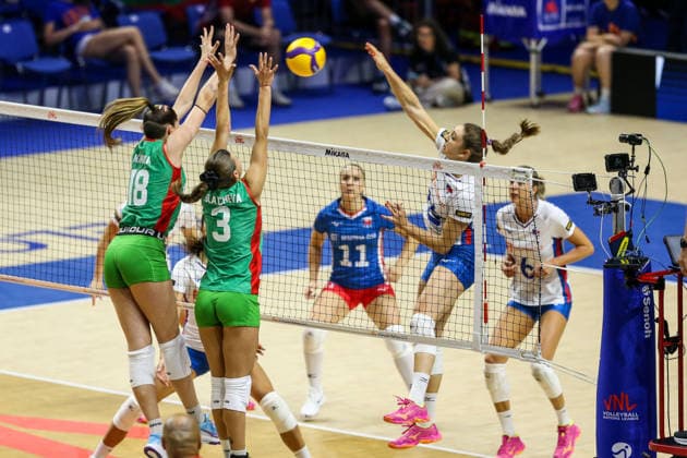Bulgaria v Czech Republic - Women s Volleyball Nations League BELGRADE, SERBIA - JULY 10: Lora Slavcheva (3) of Bulgaria competes during the FIVB Volleyball Women s Nations League match between Bulgaria and the Czech Republic at Belgrade Arena in Belgrade, Serbia, on July 10, 2026. Filip Stevanovic Anadolu Belgrade Serbia. Editorial use only. Please get in touch for any other usage.  Copyright: x2026xAnadoluxFilipxStevanovicx