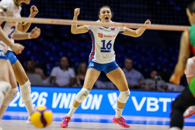 Bulgaria v Czech Republic - Women s Volleyball Nations League BELGRADE, SERBIA - JULY 10: Mlejnkova (16) of Czech Republic celebrates during the FIVB Volleyball Women s Nations League match between Bulgaria and the Czech Republic at Belgrade Arena in Belgrade, Serbia, on July 10, 2026. Filip Stevanovic Anadolu Belgrade Serbia. Editorial use only. Please get in touch for any other usage.  Copyright: x2026xAnadoluxFilipxStevanovicx