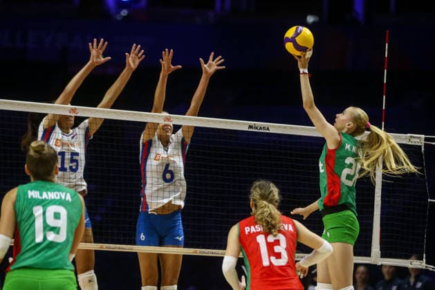 Bulgaria v Czech Republic - Women s Volleyball Nations League BELGRADE, SERBIA - JULY 10: Players of Bulgaria and the Czech Republic compete during the FIVB Volleyball Women s Nations League match between Bulgaria and the Czech Republic at Belgrade Arena in Belgrade, Serbia, on July 10, 2026. Filip Stevanovic Anadolu Belgrade Serbia. Editorial use only. Please get in touch for any other usage.  Copyright: x2026xAnadoluxFilipxStevanovicx