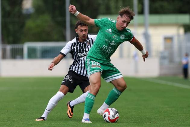 10 July 2026 – SOCCER – FRIENDLY GAME (MEN), Besiktas Istanbul (TUR) vs RTS Widzew Lodz (POL) Ilhan Fakili (Besiktas) in duel Mattersburg Pappelstadion, Mattersburg, Austria Pappelstadion Austria