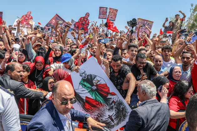Egypt national football team welcomed back home after 2026 FIFA World Cup, WM, Weltmeisterschaft, Fussball elimination EL-ALAMEIN, EGYPT - JULY 10: Fans gather to welcome members of the Egypt National Football Team upon their arrival at El-Alamein Airport after being eliminated by Argentina from the 2026 FIFA World Cup, in El-Alamein, Egypt, on July 10, 2026. Mohamed Elshahed Anadolu El-Alamein Egypt. Editorial use only. Please get in touch for any other usage.  Copyright: x2026xAnadoluxMohamedxElshahedx