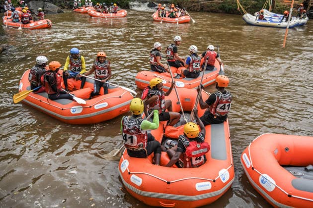 2026 World Rafting Cup in Kenya SAGANA, KENYA - JULY 10: Athletes compete on the Sagana stage of the Tana River, one of the international rafting courses, during the 2026 World Rafting Cup hosted in the town of Sagana within Kirinyaga County, north of Kenya s capital Nairobi, on July 10, 2026. The competition, running from July 5 to 12, features participation from numerous countries including Italy, Burundi, the Czech Republic, Japan, Morocco, Nigeria, and Uganda. Gerald Anderson Anadolu Sagana Kenya. Editorial use only. Please get in touch for any other usage.  Copyright: x2026xAnadoluxGeraldxAndersonx
