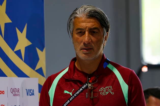 FIFA World Cup, WM, Weltmeisterschaft, Fussball 2026 MD-1 - Switzerland press conference, PK, Pressekonferenz Switzerland s head coach Murat Yakin attends a press conference in Kansas City, Missouri, USA, 10 July 2026. Switzerland will face Argentina on 11 July in their FIFA World Cup 2026 quarter final match. KANSAS CITY United States  Copyright: xCHRISTOPHERxNEUNDORFx