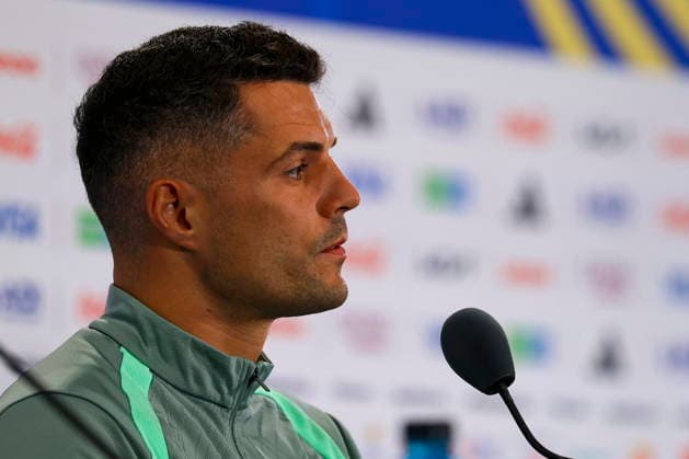 FIFA World Cup, WM, Weltmeisterschaft, Fussball 2026 MD-1 - Switzerland press conference, PK, Pressekonferenz Switzerland s Granit Xhaka attends a press conference in Kansas City, Missouri, USA, 10 July 2026. Switzerland will face Argentina on 11 July in their FIFA World Cup 2026 quarter final match. KANSAS CITY United States  Copyright: xCHRISTOPHERxNEUNDORFx