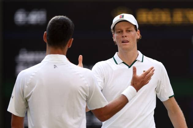 Jannik Sinner celebrates winning his semi final match against Novak Djokovic Wimbledon Tennis Championships, Day 12, The All England Lawn Tennis and Croquet Club, London, UK - 10 Jul 2026London The All England Lawn Tennis and United Kingdom  Copyright: xKieranxMcManus Shutterstockx 16981026ge