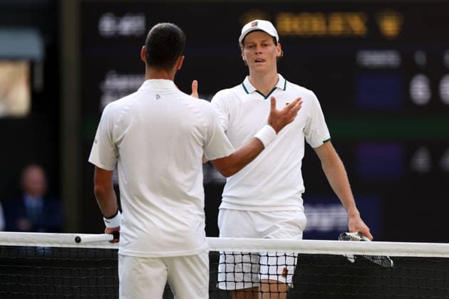 Jannik Sinner celebrates winning his semi final match against Novak Djokovic Wimbledon Tennis Championships, Day 12, The All England Lawn Tennis and Croquet Club, London, UK - 10 Jul 2026London The All England Lawn Tennis and United Kingdom  Copyright: xKieranxMcManus Shutterstockx 16981026gg