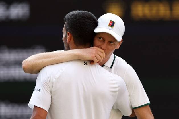 Jannik Sinner celebrates winning his semi final match against Novak Djokovic Wimbledon Tennis Championships, Day 12, The All England Lawn Tennis and Croquet Club, London, UK - 10 Jul 2026London The All England Lawn Tennis and United Kingdom  Copyright: xKieranxMcManus Shutterstockx 16981026gi