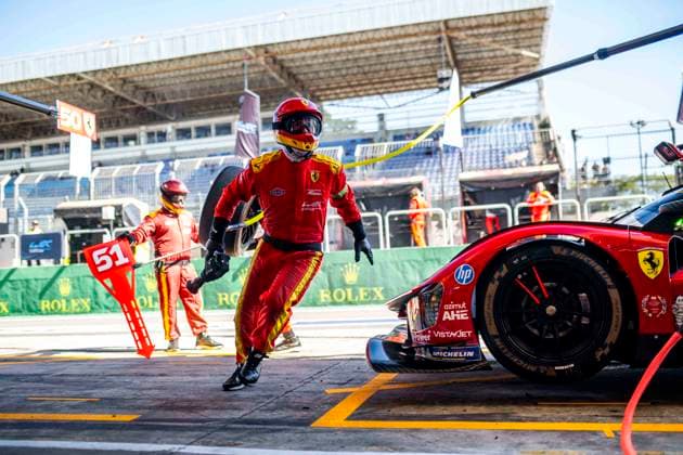 FIA WEC - 6 HOURS OF SAO PAULO 2026 51 CALADO James (gbr), GIOVINAZZI Antonio (ita), PIER GUIDI Alessandro (ita), Ferrari AF Corse, Ferrari 499P 51, Hypercar, pitstop, arrÃªt aux stands during the 6 Hours of Sao Paulo 2026, 4th round of the 2026 FIA World Endurance Championship, from July 10 to 12, 2026 on the Interlagos Circuit in Sao Paulo, Brazil - Sao PauloBrazil  Copyright: xFabrizioxBoldonix