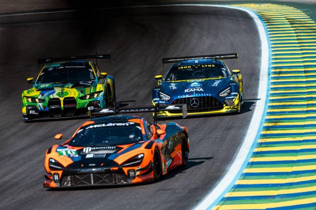 FIA WEC - 6 HOURS OF SAO PAULO 2026 79 CRESSONI Matteo (ita), HODENIUS Lin (ned), ZELGER Johannes (ita), Iron Lynx, Mercedes-AMG GT3 Evo 79, LM GT3, action, 69 HARPER Dan (gbr), McINTOSH Anthony (usa), THOMPSON Parker (can), Team WRT, BMW M4 GT3 Evo 69, LM GT3, action during the 6 Hours of Sao Paulo 2026, 4th round of the 2026 FIA World Endurance Championship, from July 10 to 12, 2026 on the Interlagos Circuit in Sao Paulo, Brazil -  Copyright: xAndreaxLorenzinax