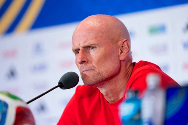 Fotball-VM 2026 Miami Gardens, Florida , USA 20260710. Norges landslagssjef Stale Solbakken under en pressekonferanse med Norges herrelandslag i fotball pa Miami stadion, for kvartfinalen i fotball-VM 2026 mellom Norge og England. Foto: Fredrik Varfjell NTB Miami Gardens, Florida USA EDITORIAL USE ONLY. RESTRICTED USE FOR BETTING COMPANIES Ref:_SPOjPn57Iw5lwU.jpg *** 2026 FIFA World Cup Miami Gardens, Florida, USA 20260710 Norway’s national team coach Stale Solbakken during a press conference with the Norwegian men’s national soccer team at Miami Stadium, ahead of the quarterfinal match between Norway and England at the 2026 FIFA World Cup. Photo by Fredrik Varfjell, NTB, Miami Gardens, Florida, USA. EDITORIAL USE ONLY. RESTRICTED USE FOR BETTING COMPANIES.  Copyright: xFredrikxVarfjellx xNTBx