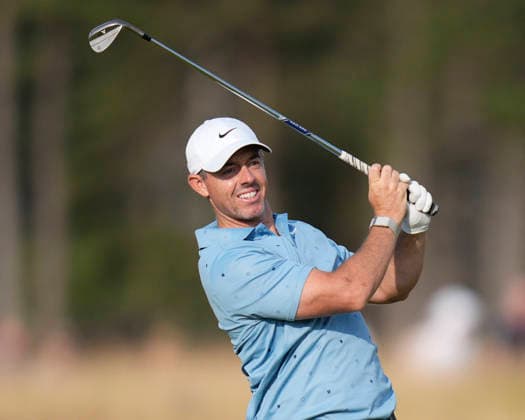 NORTH BERWICK, SCOTLAND - JULY 10: Rory McIlroy plays from the eighteenth fairway during Round 2 of the Genesis Scottish Open at the Renaissance Club, North Berwick on July 10, 2026 in North Berwick, Scotland Genesis Scottish Open Round 2