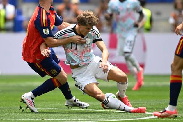 Spain vs Belgium - FIFA World Cup, WM, Weltmeisterschaft, Fussball 2026 LOS ANGELES, UNITED STATES OF AMERICA - JULY 10 : De Ketelaere Charles midfielder of Belgium pictured during the FIFA World Cup 2026 round of 8 match between Spain and Belgium at the SoFi stadium on July 10, 2026 in Los Angeles, United States of America, 10 07 2026 Los Angeles United States of America  Copyright: xNicoxVereeckenx