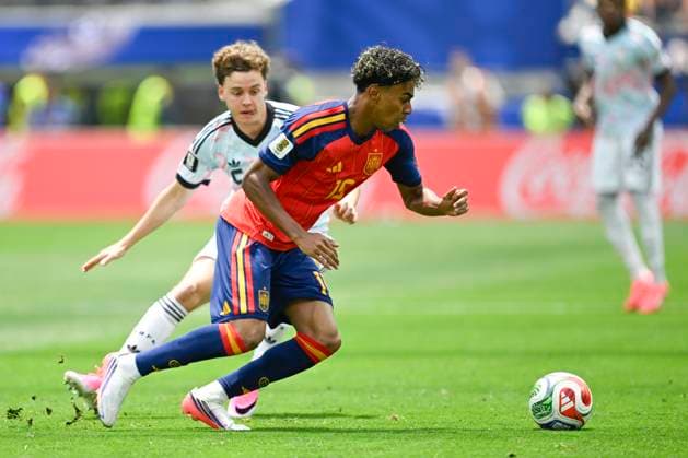 Spain vs Belgium - FIFA World Cup, WM, Weltmeisterschaft, Fussball 2026 LOS ANGELES, UNITED STATES OF AMERICA - JULY 10 : Yamal Lamine forward of Spain pictured during the FIFA World Cup 2026 round of 8 match between Spain and Belgium at the SoFi stadium on July 10, 2026 in Los Angeles, United States of America, 10 07 2026 Los Angeles United States of America  Copyright: xNicoxVereeckenx