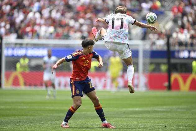 Spain vs Belgium - FIFA World Cup, WM, Weltmeisterschaft, Fussball 2026 LOS ANGELES, UNITED STATES OF AMERICA - JULY 10 : De Ketelaere Charles midfielder of Belgium pictured during the FIFA World Cup 2026 round of 8 match between Spain and Belgium at the SoFi stadium on July 10, 2026 in Los Angeles, United States of America, 10 07 2026 Los Angeles United States of America  Copyright: xNicoxVereeckenx