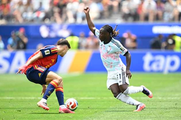 Spain vs Belgium - FIFA World Cup, WM, Weltmeisterschaft, Fussball 2026 LOS ANGELES, UNITED STATES OF AMERICA - JULY 10 : Doku Jeremy forward of Belgium pictured during the FIFA World Cup 2026 round of 8 match between Spain and Belgium at the SoFi stadium on July 10, 2026 in Los Angeles, United States of America, 10 07 2026 Los Angeles United States of America  Copyright: xNicoxVereeckenx
