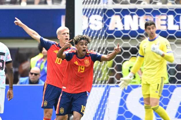 Spain vs Belgium - FIFA World Cup, WM, Weltmeisterschaft, Fussball 2026 LOS ANGELES, UNITED STATES OF AMERICA - JULY 10 : Yamal Lamine forward of Spain pictured during the FIFA World Cup 2026 round of 8 match between Spain and Belgium at the SoFi stadium on July 10, 2026 in Los Angeles, United States of America, 10 07 2026 Los Angeles United States of America  Copyright: xNicoxVereeckenx