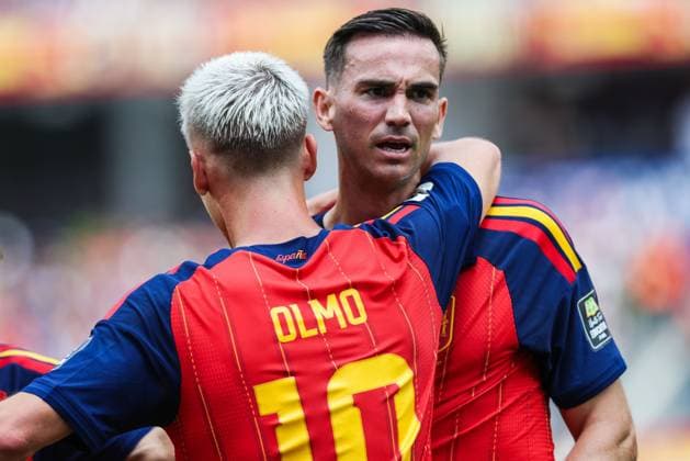 Spain s Fabian Ruiz celebrates after scoring during a soccer game between Spain and Belgian national team, Nationalteam Red Devils, on Friday 10 July 2026 in Los Angeles, USA, in the 1 4 finals of the FIFA World Cup, WM, Weltmeisterschaft, Fussball 2026. BRUNOxFAHY  x180901040x