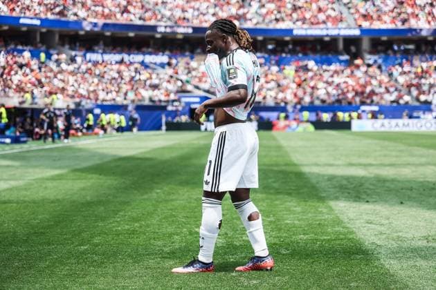 Belgium s Jeremy Doku looks dejected during a soccer game between Spain and Belgian national team, Nationalteam Red Devils, on Friday 10 July 2026 in Los Angeles, USA, in the 1 4 finals of the FIFA World Cup, WM, Weltmeisterschaft, Fussball 2026. BRUNOxFAHY  x180901142x