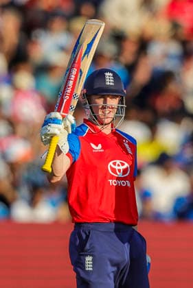 England vs India, 4th T20I Bristol England , Jul 09 (ANI): England s skipper Harry Brook celebrates his half-century during the 4th T20I against India, at County Ground in Bristol on Thursday. Bristol England Copyright: xANIx ANI_20260709034