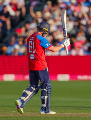 England vs India, 4th T20I Bristol England , Jul 09 (ANI): England s Philip Salt celebrates his half-century during the 4th T20I against India, at County Ground in Bristol on Thursday. Bristol England Copyright: xANIx ANI_20260709039