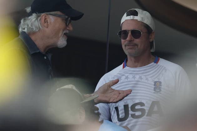 FIFA World Cup, WM, Weltmeisterschaft, Fussball 2026 quarterfinals - Spain vs Belgium US actor Brad Pitt during the FIFA World Cup 2026 quarterfinals match Spain against Belgium, in Los Angeles, USA, 10 July 2026. INGLEWOOD United States  Copyright: xCHRISTOPHERxTORRESx