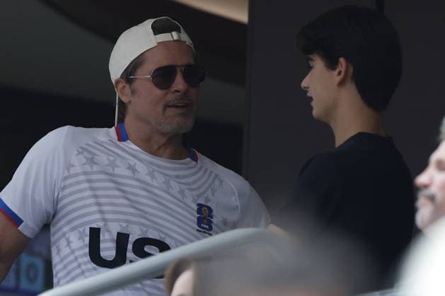 FIFA World Cup, WM, Weltmeisterschaft, Fussball 2026 quarterfinals - Spain vs Belgium US actor Brad Pitt during the FIFA World Cup 2026 quarterfinals match Spain against Belgium, in Los Angeles, USA, 10 July 2026. INGLEWOOD United States  Copyright: xCHRISTOPHERxTORRESx
