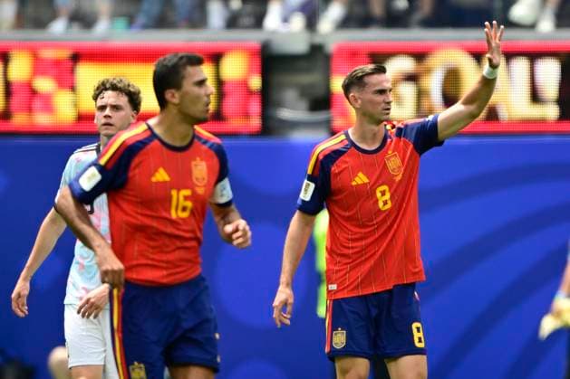 Spain vs Belgium - FIFA World Cup, WM, Weltmeisterschaft, Fussball 2026 LOS ANGELES, UNITED STATES OF AMERICA - JULY 10 : Ruiz Fabian midfielder of Spain celebrates scoring a goal pictured during the FIFA World Cup 2026 round of 8 match between Spain and Belgium at the SoFi stadium on July 10, 2026 in Los Angeles, United States of America, 10 07 2026 Los Angeles United States of America  Copyright: xJanxDexMeuleneirx