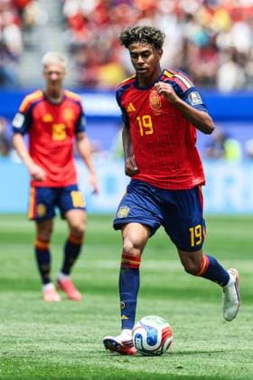 Spain s Lamine Yamal pictured in action during a soccer game between Spain and Belgian national team, Nationalteam Red Devils, on Friday 10 July 2026 in Los Angeles, USA, in the 1 4 finals of the FIFA World Cup, WM, Weltmeisterschaft, Fussball 2026. BRUNOxFAHY  x180901982x