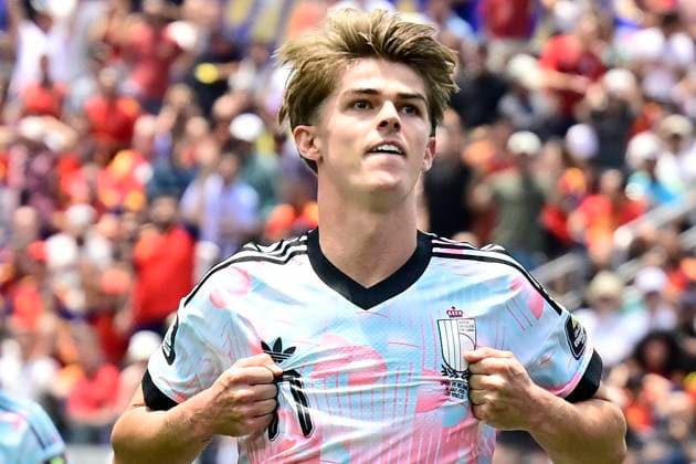 Spain vs Belgium - FIFA World Cup, WM, Weltmeisterschaft, Fussball 2026 LOS ANGELES, UNITED STATES OF AMERICA - JULY 10 : De Ketelaere Charles midfielder of Belgium celebrates scoring a goal pictured during the FIFA World Cup 2026 round of 8 match between Spain and Belgium at the SoFi stadium on July 10, 2026 in Los Angeles, United States of America, 10 07 2026 Los Angeles United States of America  Copyright: xJanxDexMeuleneirx