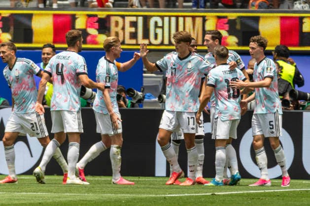 July 10, 2026, Los Angeles, California, USA: Belgium s Charles De Ketelaere (17) celebrates after scoring against Spain during the FIFA World Cup, WM, Weltmeisterschaft, Fussball quarterfinal soccer match at SoFi Stadium in Inglewood, Calif., Friday, July 10, 2026. Los Angeles USA - ZUMAc68_ 20260710_zaf_c68_040 Copyright: xRingoxChiux
