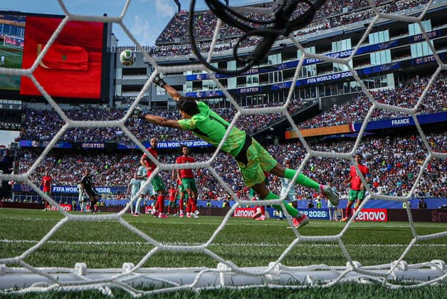 France v Morocco - 2026 FIFA World Cup, WM, Weltmeisterschaft, Fussball - Round of Kylian Mbappe of France scores the first goal during the FIFA World Cup 2026 quarter-final match between France and Morocco at Boston Stadium, Boston, United States, on July 9, 2026. Boston United States  Copyright: xAymanxArefx originalFilename:aref-notitle260709_npoHG.jpg
