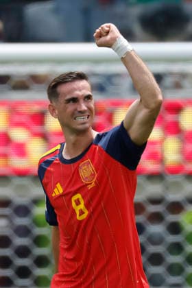 Fabian Ruiz of Spain celebrates a goal in a 2026 FIFA World Cup, WM, Weltmeisterschaft, Fussball quarterfinal match between Spain and Belgium at SoFi Stadium in Los Angeles, USA, 10 July 2026. FIFA World Cup 2026 - quarterfinal - Spain vs. Belgium !ACHTUNG: NUR REDAKTIONELLE NUTZUNG!  Copyright: xLavandeira.xJrx AMDEP8570 20260710-55020862422_1