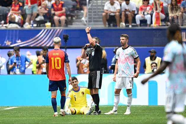Spain vs Belgium - FIFA World Cup, WM, Weltmeisterschaft, Fussball 2026 LOS ANGELES, UNITED STATES OF AMERICA - JULY 10 : Courtois Thibaut goalkeeper of Belgium pictured during the FIFA World Cup 2026 round of 8 match between Spain and Belgium at the SoFi stadium on July 10, 2026 in Los Angeles, United States of America, 10 07 2026 Los Angeles United States of America  Copyright: xNicoxVereeckenx