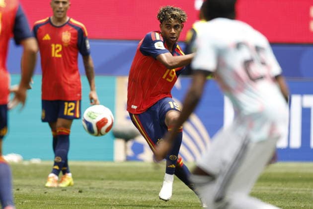 FIFA World Cup, WM, Weltmeisterschaft, Fussball 2026 quarterfinals - Spain vs Belgium Lamine Yamal of Spain in action during the FIFA World Cup 2026 quarterfinals match Spain against Belgium, in Los Angeles, USA, 10 July 2026. INGLEWOOD United States  Copyright: xCHRISTOPHERxTORRESx